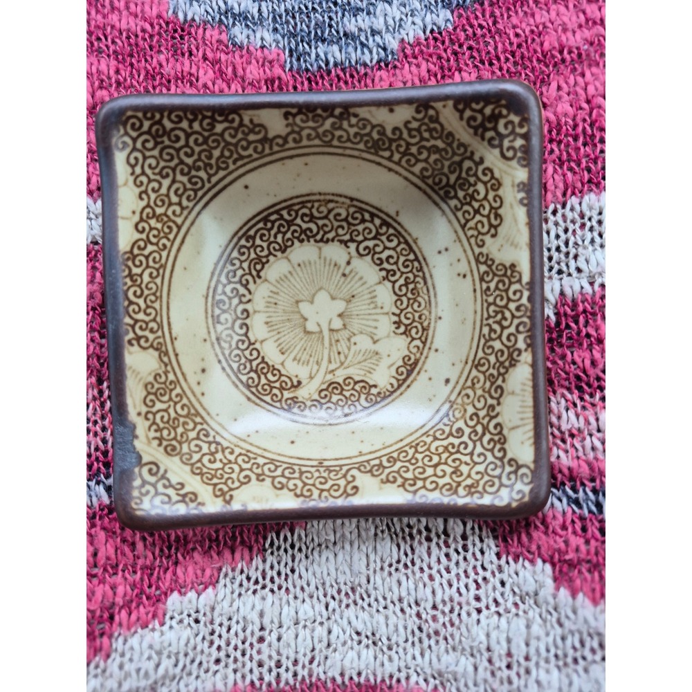 Sousaku Sound Collection Vintage Japan Square Floral Dipping Condiment Dish
